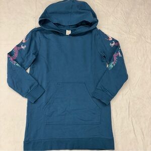 Tea Collection Kids Blue Teal Hoodie Sweatshirt Dragon Pockets Size 10 VGUC